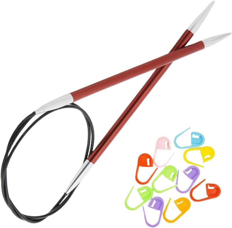 Knit Pro Zing Circular Knitting Needles 60 inch, Size 9 (150cm, 5.50mm) with 10 Colorful Stitch Markers - Image 1